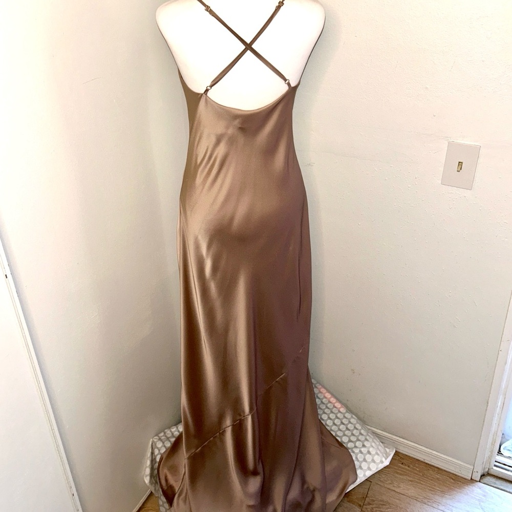 Show Me Your MuMu Taupe Floor Length Formal Prom Special Occassion Slip Dress - Picture 10 of 14